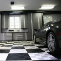 Garagevloer-kunststof-open ribben-structuur-rond Kleur: geel