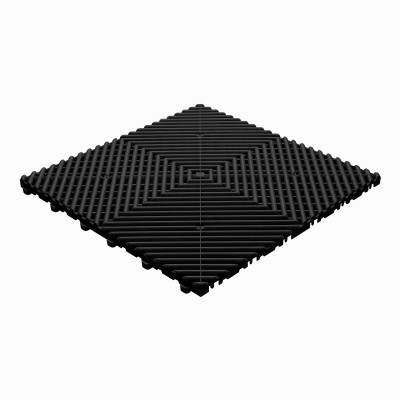 Garagevloer-kunststof-open ribben-structuur-rond Kleur: zwart