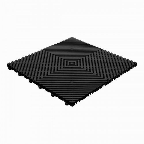Garagevloer-kunststof-open ribben-structuur-vlak Kleur: zwart